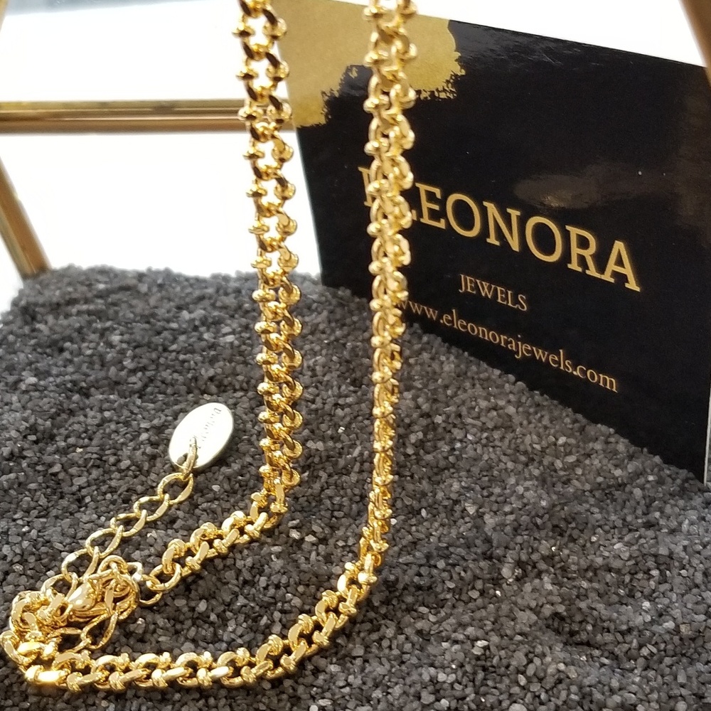 Gold bead link chain choker necklace - Picture 4 of 8